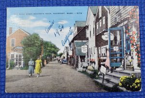 Vintage Road Down Bearskin Neck Streetview Rockport Massachusetts Mass Postcard