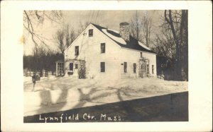 Lynnfield Center MA Home in Winter Real Photo Postcard
