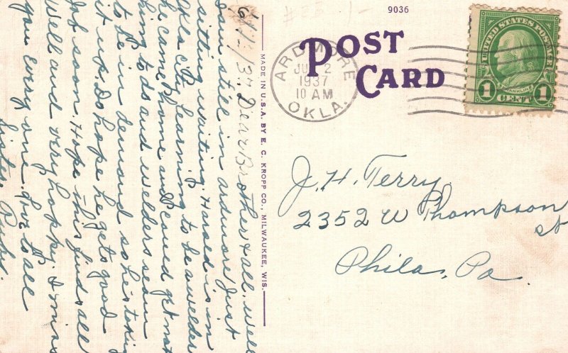 Vintage Postcard 1937 Robinson Ave. Looking North Oklahoma City OK