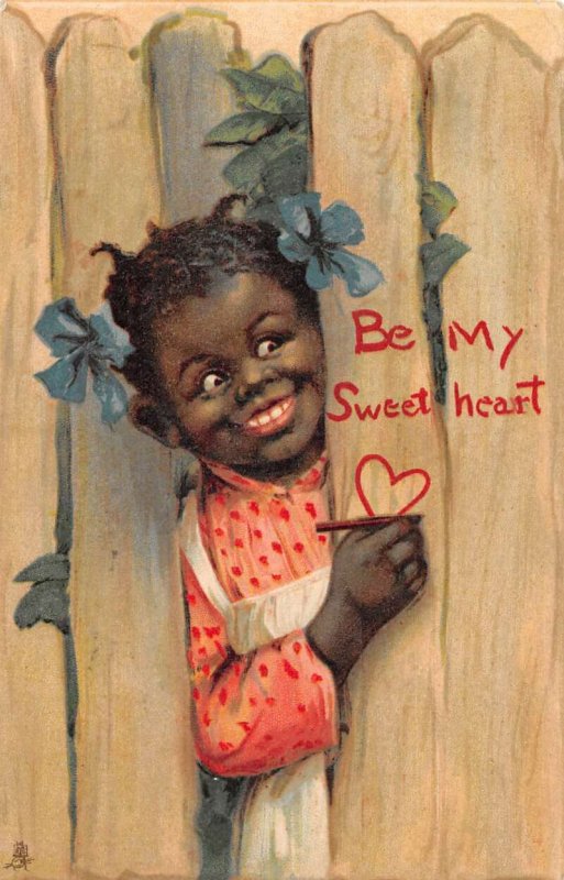 Valentines Greetings Girl Black Americana Tuck Brundage PC AA13814