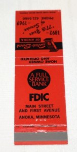 State Bank of Anoka Minnesota Cartoon 20 Strike Matchbook Cover