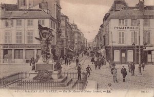 CHALON-sur-MARNE FRANCE~RUE DE MARNE et STATUE CARNOT~PHOTO POSTCARD