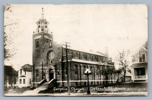 DETROIT MN CATHOLIC CHURCH ANTIQUE REAL PHOTO POSTCARD RPPC