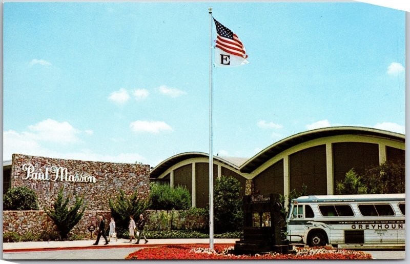 Saratoga CA-California, Paul Masson Champagne Cellars, Greyhound Bus Postcard