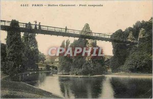 Old Postcard Paris Buttes Chaumont Suspension Bridge