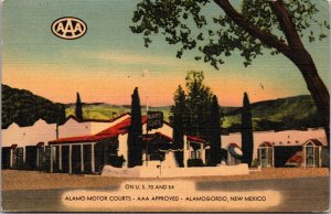 Linen Postcard Alamo Motor Courts US 70 and 54 in Alamogordo, New Mexico