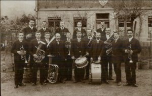 Music Orchestra Group RUDERSBERG GERMANY Cancel 1913 Real Photo Postcard