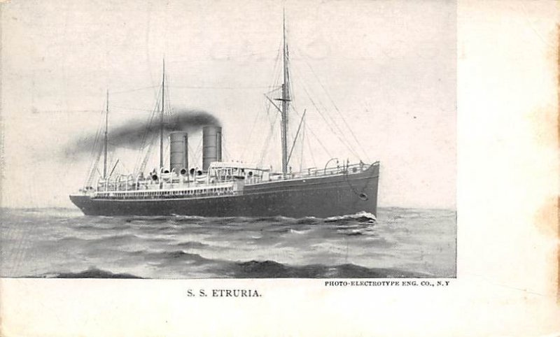 SS Etruria Cunard Line Ship Writing on back 