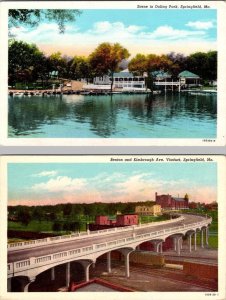 2~Vintage Postcards  Springfield, MO Missouri DOLING PARK~Lake Scene & VIADUCT