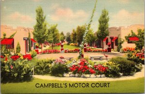 Linen Postcard Campbell's Motor Court 1400 West 12th St North Platte, Nebraska