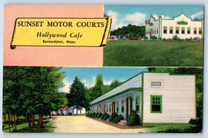 Bernardston Massachusetts MA Postcard Sunset Motor Courts Hollywood Cafe 1967