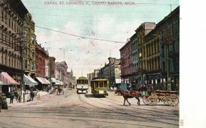 Vintage Postcard Canal Street Looking North Grand Rapids Michigan A.C. Bosselman