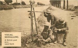 British Post Canal Bank C-1916 Postcard Visual Signalling UK 12650