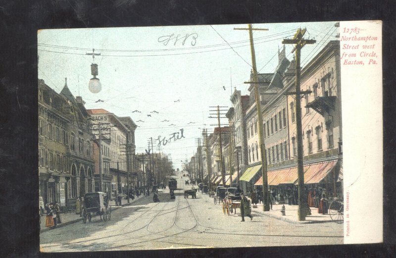 EASTON PENNSYLVANIA DOWNTOWN STREET SCENE VINTAGE POSTCARD PA. 1907