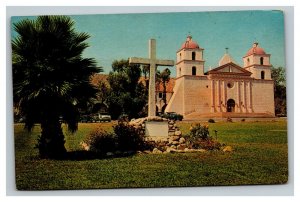 Vintage 1950's Postcard Panoramic View Santa Barbara Mission California