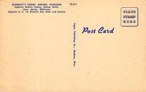 Chelsea MI Schooley's Cabins on U. S. 12 Postcard