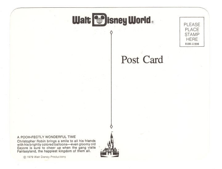 Pooh Bear, Christopher Robin, Balloons Disney Cartoon, Large 5 X 7 inch Postcard