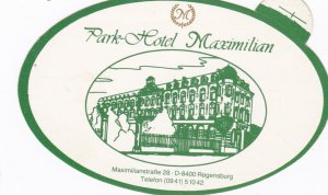 Germany Regensburg Park Hotel Maximilian Vintage Luggage Label sk2831