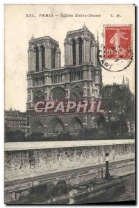 Old Postcard Paris Notre Dame Church Peniche boat