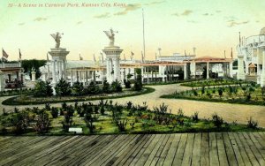 C.1910 Scene In Carnival Park, Kansas City, KS Unused Vintage Postcard F15