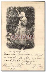 Chatelguyon Postcard Old Spinner (folklore trades) TOP