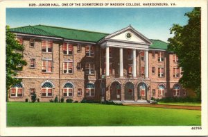 Vtg 1930 Madison College Junior Hall Dormitory Harrisonburg Virginia VA Postcard