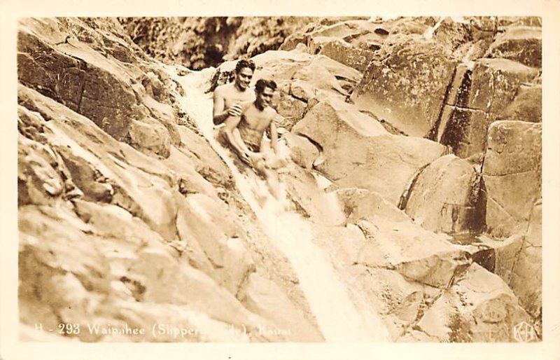 Waipahee, Slipper Slide Kauai, Hawaii, USA Gay Related Unused real photo