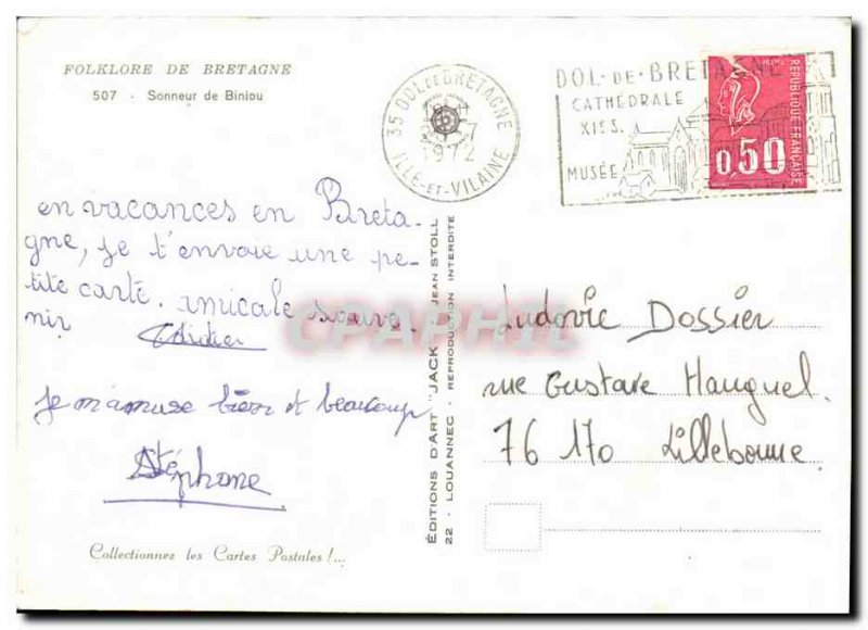 Postcard Modern Folklore De Bretagne Ringer of Biniou