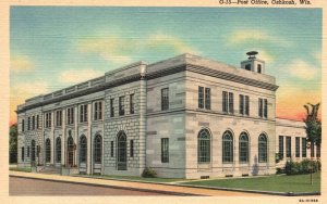 Vintage Postcard 1930's Post Office Building Oshkosh Wisconsin Wis.