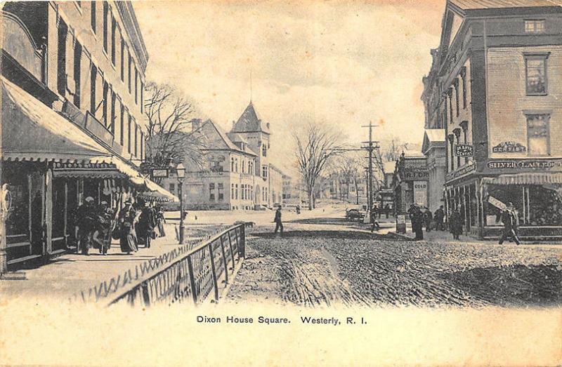 Westerly RI Dixon House Square Dirt Street View Postcard