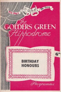 Birthday Honours Paul Jones Drama Golders Green Theatre Programme