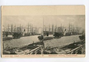 286748 GERMANY Hamburg ships port Vintage Stereo view postcard