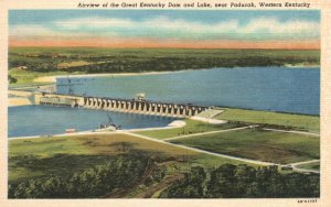 Vintage Postcard Air View Great Kentucky Dam & Lake Paducah Western Kentucky KY