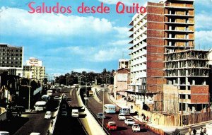 Quito, Ecuador  SAN BLAS SQUARE Pichincha Avenue Street Scene  TEXACO  Postcard