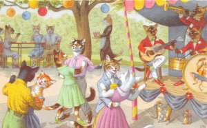 G91/ Dressed Cats Alfred Mainzer Postcard c1940s Dance Party Band34