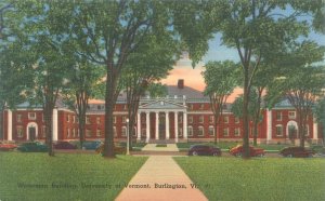 Burlington VT University of Vermont Waterman Building Linen Postcard Unused