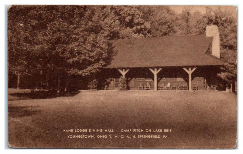 1940s Kane Lodge Dining Hall Camp Fitch on Lake Erie, N. Springfield PA Postcard