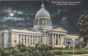 Missouri Jefferson City Night View Missouri State Capitol 1944