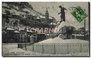 Grenoble Old Postcard Snow Effect at the docks