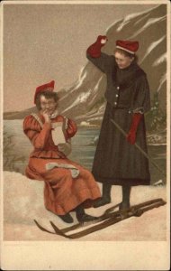 Goteborg Sweden Swedish Women Cross Country Skiing c1910 Vintage Postcard