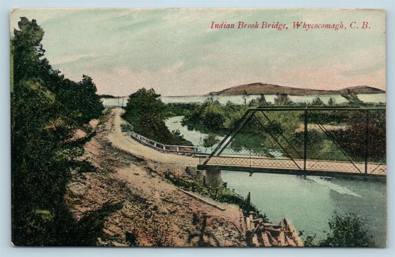 Postcard Canada Nova Scotia Cape Breton Whycocomagh Indian Brook Bridge Q11