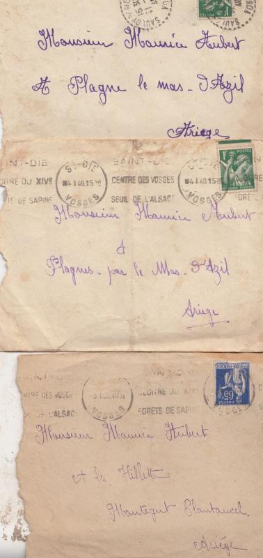 Vosges 5x Mostly WW2 Wartime French Letters Envelope Postmark s