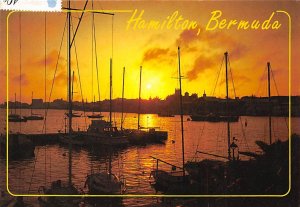 Skyline of Bermuda's Capital Silhouetted at Sunset Bermuda Postcard