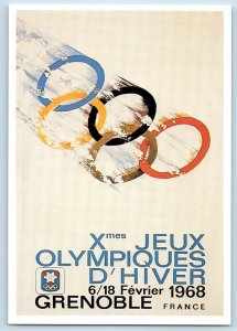 France Postcard The 10th Olympic Winter Games Grenoble 1968 Unposted Vintage