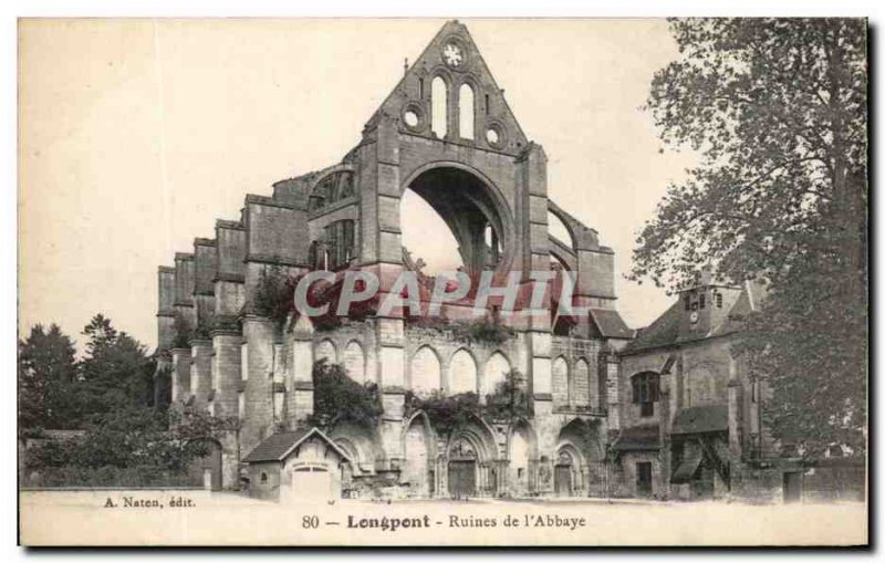 Old Postcard Longpont Ruins of & # 39Abbaye