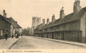 STRATFORD-ON-AVON UK THE GRAMMAR SCHOOL TUCK TOWN & CITY SERIES POSTCARD c1920s