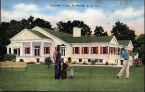 Florence South Carolina SC Country Club Golfing Scene Caddy Vintage Postcard