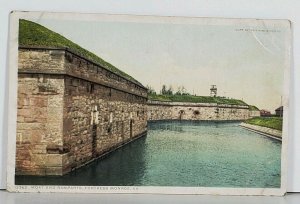 VA Moat and Ramparts Fortress Monroe Virginia Postcard J19