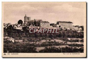 Old Postcard Langres View Towards Cathedral