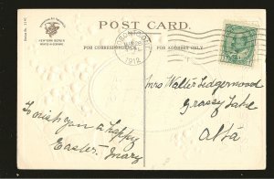 Postmarked 1912 Toronto Ontario Embossed Easter Postcard